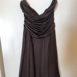 Brown strapless dress
